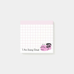 Bloco De Notas Fazendo Grande Gato Doodle Rosa