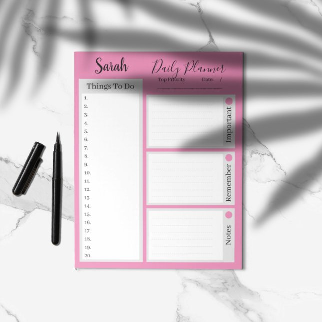 Bloco De Notas Fazer lista de minimalistas cor-de-rosa do planeja (Criador carregado)