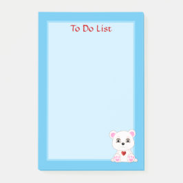 Bloco De Notas Fazer Lista de Urso Polar no Azul Claro