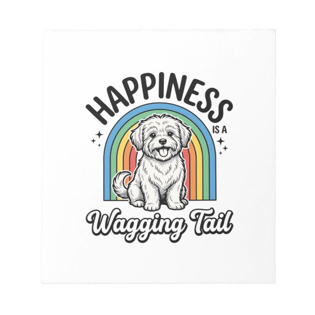 Bloco De Notas Felicidade É Um Design de Amante de Cachorro com R (Frente)