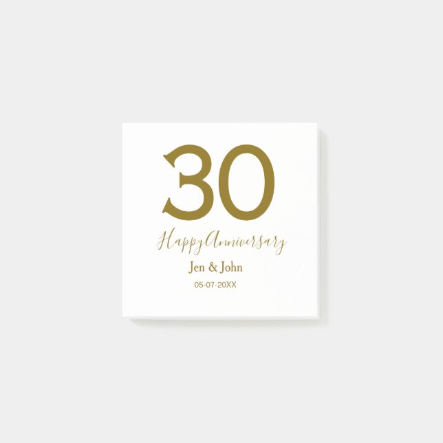 Bloco De Notas Feliz 30 data de aniversário data ouro bold lete (Frente)