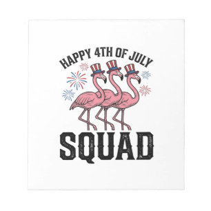 Bloco De Notas Feliz 4 de Julho Flamingo Squad Vector Design_1