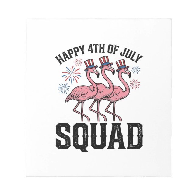 Bloco De Notas Feliz 4 de Julho Flamingo Squad Vector Design_1 (Frente)