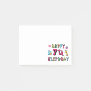 Bloco De Notas Feliz 7º aniversário. 7 anos de idade.