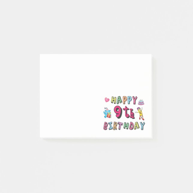 Bloco De Notas Feliz 9.º aniversário para crianças de 9 anos B-da (Frente)