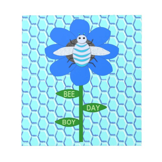 Bloco De Notas Feliz Abelha Azul Aniversário Bumblebee (Frente)