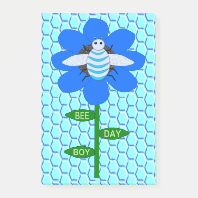 Bloco De Notas Feliz Abelha Azul Aniversário Bumblebee (Frente)