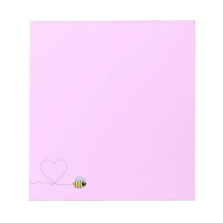 Bloco De Notas Feliz abelha positiva no desenho animado rosa