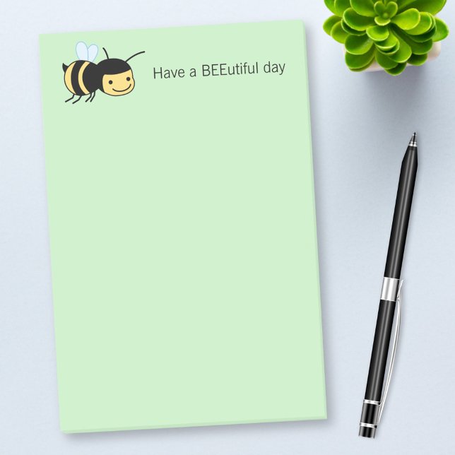 Bloco De Notas Feliz abelha útil (bela) dia verde (Criador carregado)
