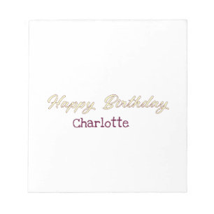 Bloco De Notas feliz aniversário amarelo maron pastel moderno tre