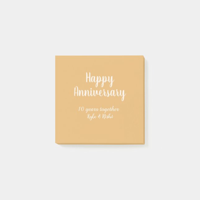 Bloco De Notas Feliz aniversário dourado branco 10 anos nome data (Frente)