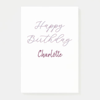 Bloco De Notas Feliz Aniversário maron azul cinza nome data paste