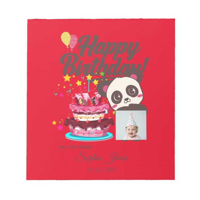 Bloco De Notas Feliz Aniversário, Meu Bebê - Foto Personalizada/  (Frente)