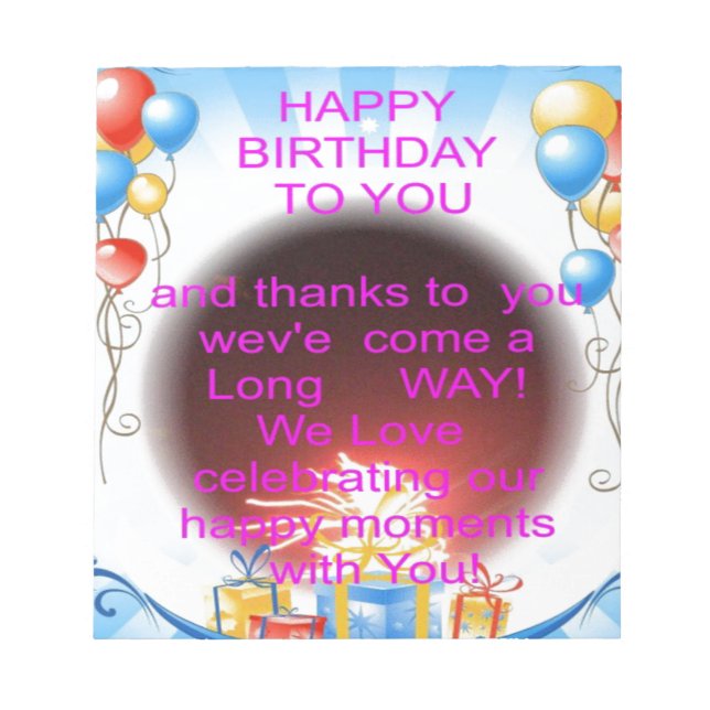 Bloco De Notas Feliz aniversário para você Art Impressão (Frente)