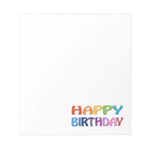 Bloco De Notas FELIZ ANIVERSARIO - presente 3D-like colorido