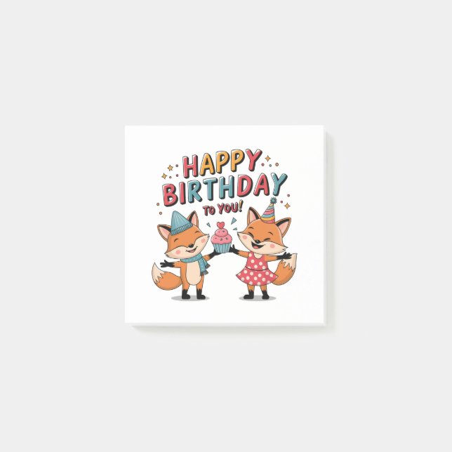 Bloco De Notas Feliz Aniversário Raposas (Frente)