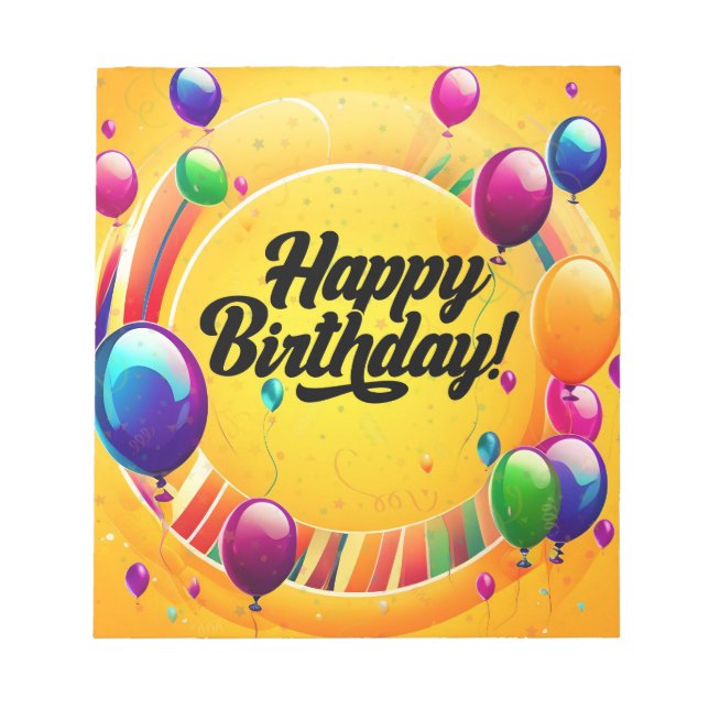 Bloco De Notas Feliz Aniversário Vibrante (Frente)