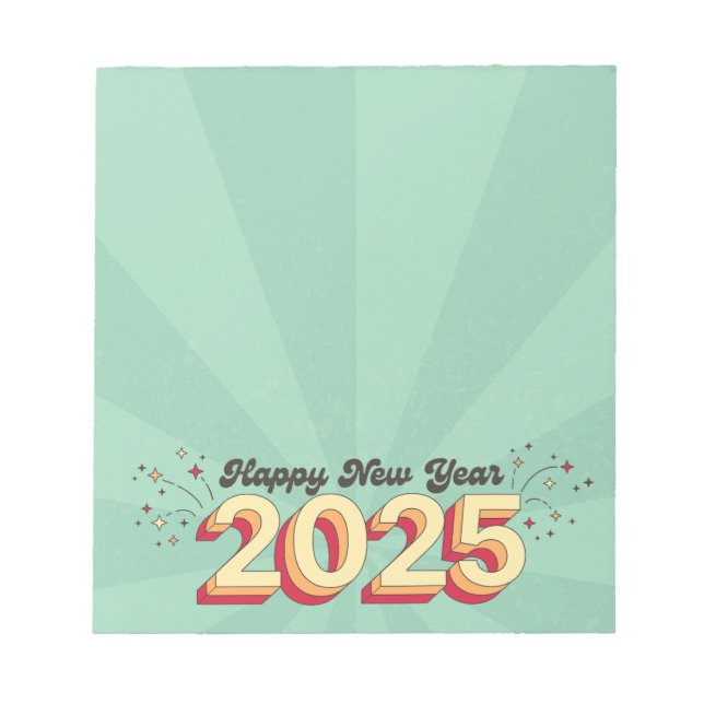 Bloco De Notas Feliz ano novo 2025 - texto retrógrado (Frente)