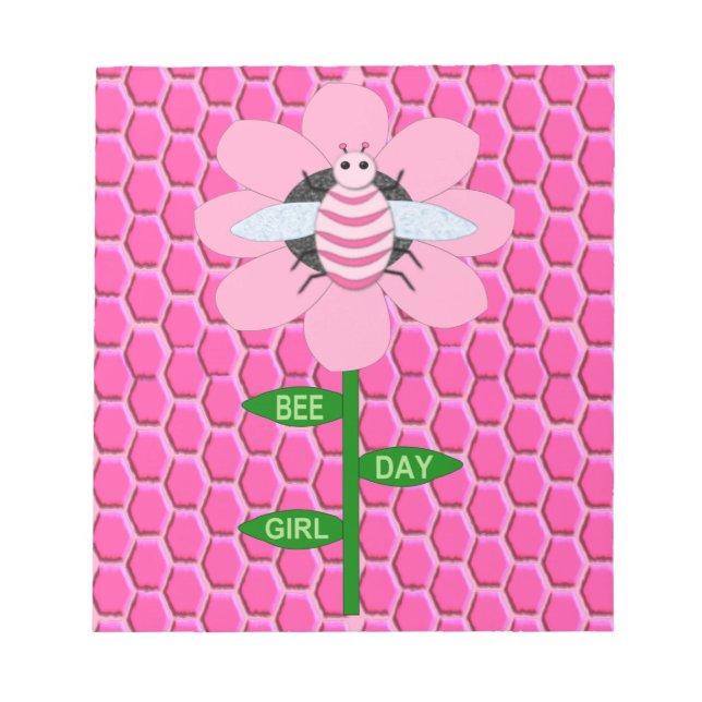 Bloco De Notas Feliz Bumblebee de Aniversário Rosa (Frente)