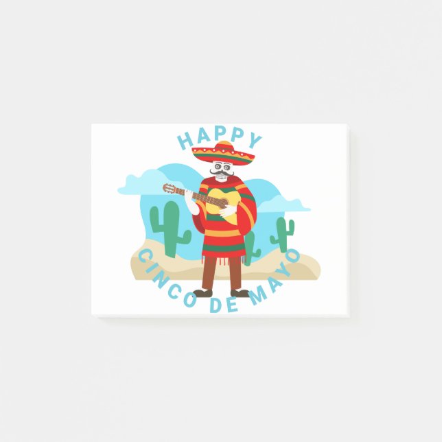 Bloco De Notas feliz cinco de mayo skeleton (Frente)