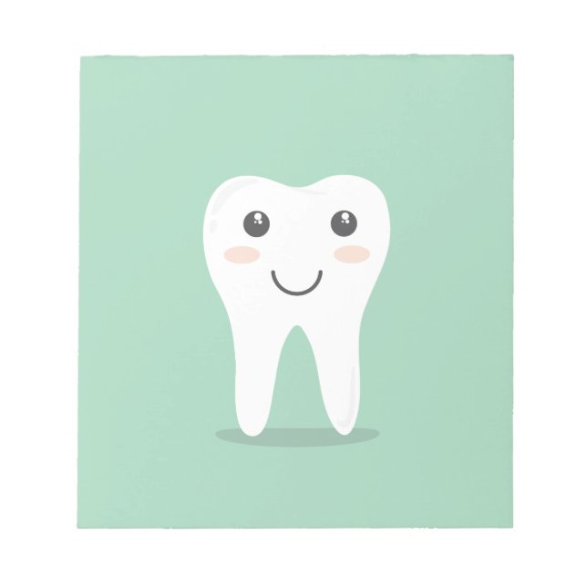 Bloco De Notas Feliz dentista de desenho animado escovando escova (Frente)