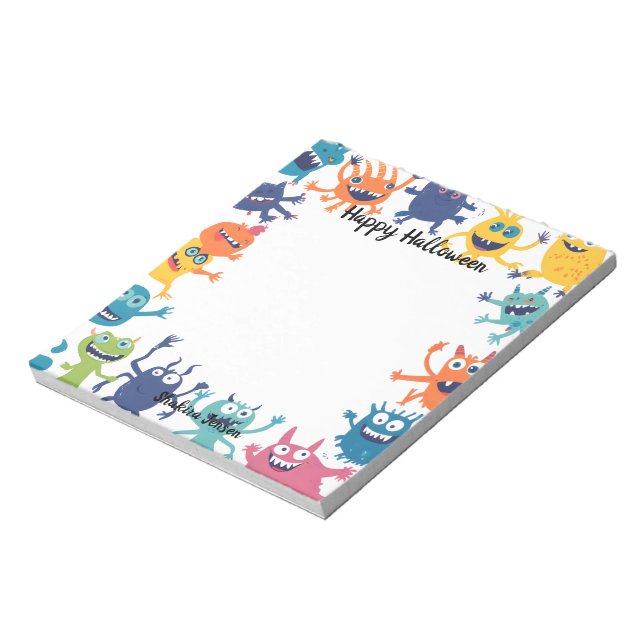 Bloco De Notas Feliz Dia das Bruxas do Monstro Bonito (Invertido)