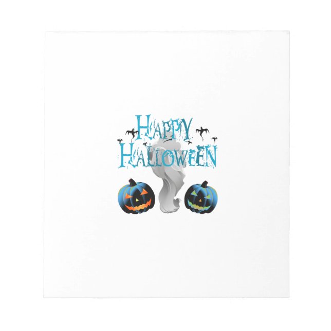 Bloco De Notas Feliz Dia das Bruxas Fantasma -Festa de Halloween  (Frente)