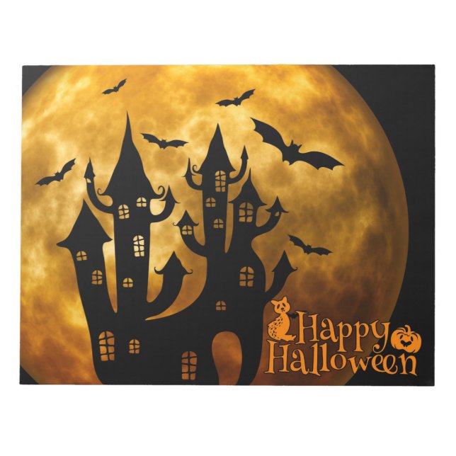 Bloco De Notas Feliz Dia das Bruxas (Lua Cheia) (Frente)