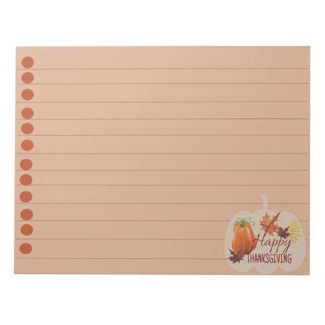 Bloco De Notas Feliz Dia de Ação de Graças (Frente)
