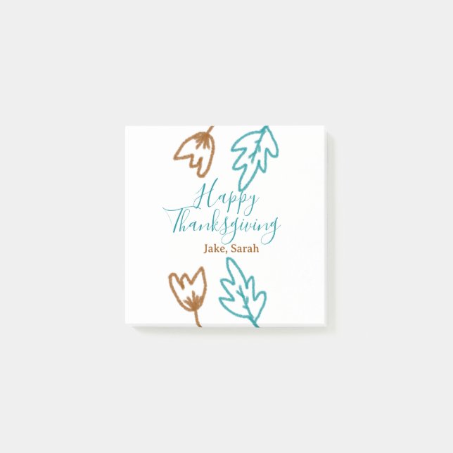 Bloco De Notas Feliz Dia de Ação de Graças queda castanha azul de (Frente)