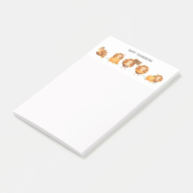 Bloco De Notas Feliz Dia de Ação de Graças, Turkeys (Inclinado)