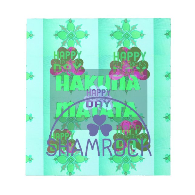 Bloco De Notas Feliz dia de São Patrício Hakuna Matata Art Impres (Frente)