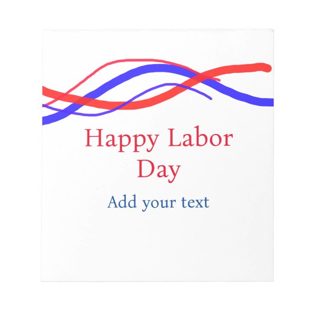 Bloco De Notas Feliz dia de trabalho vermelho azul americano adic (Frente)