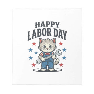 Bloco De Notas Feliz Dia do Trabalhador Gato Patriota Desenho Vin