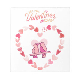 Bloco De Notas Feliz Dia dos Namorados Adoram Pássaros Rosa Coraç