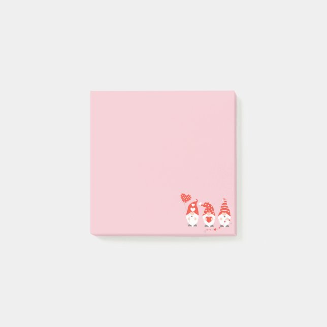 Bloco De Notas Feliz Dia dos Namorados Gnomos Vermelho Rosa (Frente)