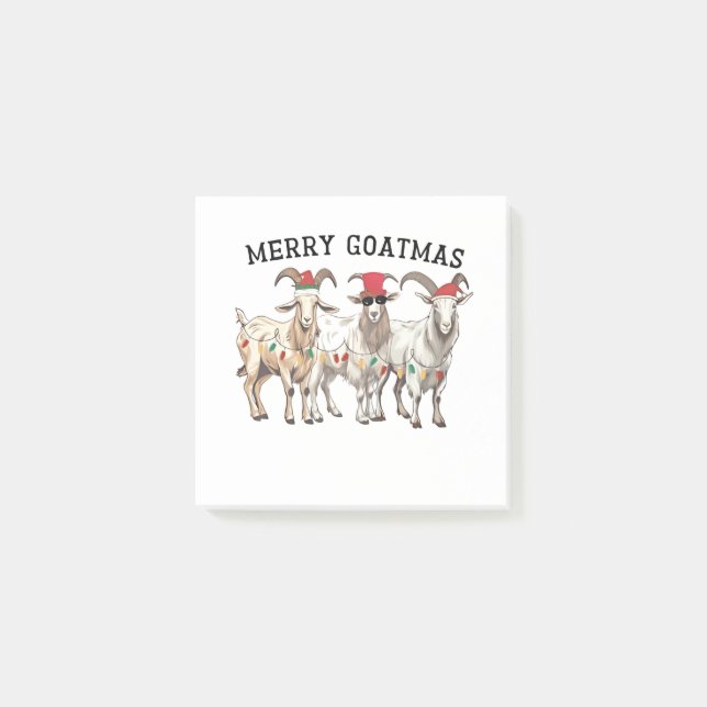 Bloco De Notas Feliz Goatmas Animal Goat Lover Feliz Natal (Frente)