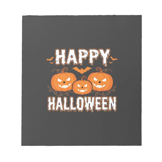 Bloco De Notas Feliz Halloween Abóbora Morcego Vetor (Frente)