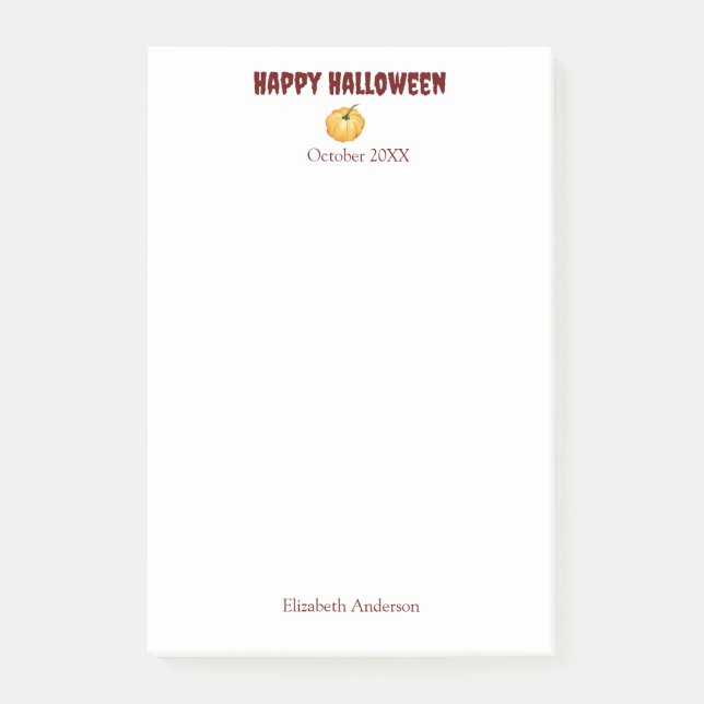 Bloco De Notas Feliz Halloween, abóbora, Posta de aquarela (Frente)