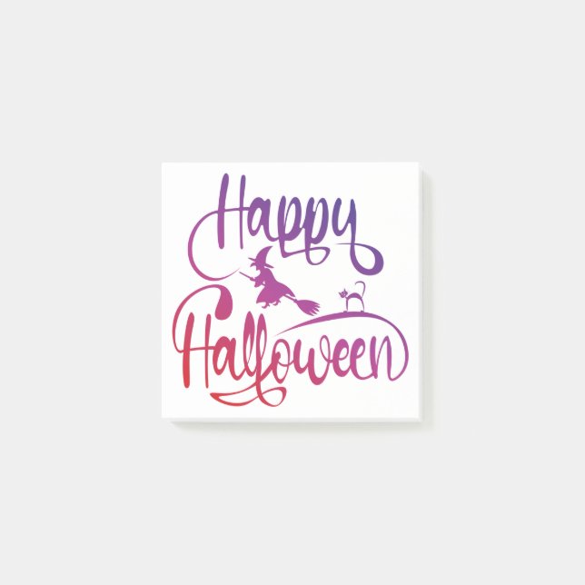 Bloco De Notas Feliz Halloween gradient voando feiticeiro (Frente)