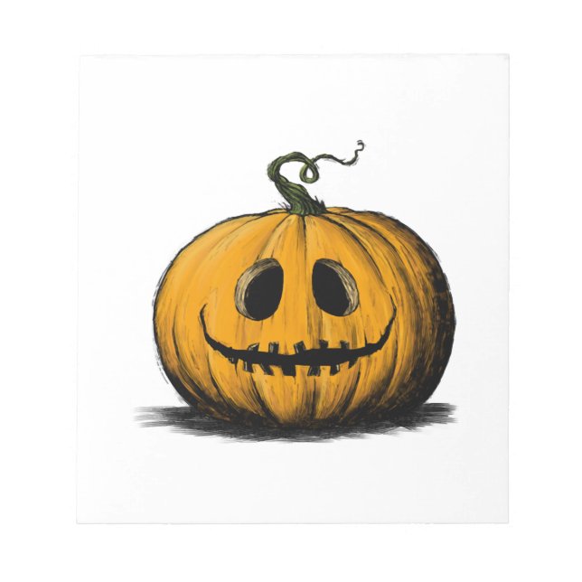 Bloco De Notas Feliz Halloween Jack O'Lantern Adulto Natural (Frente)