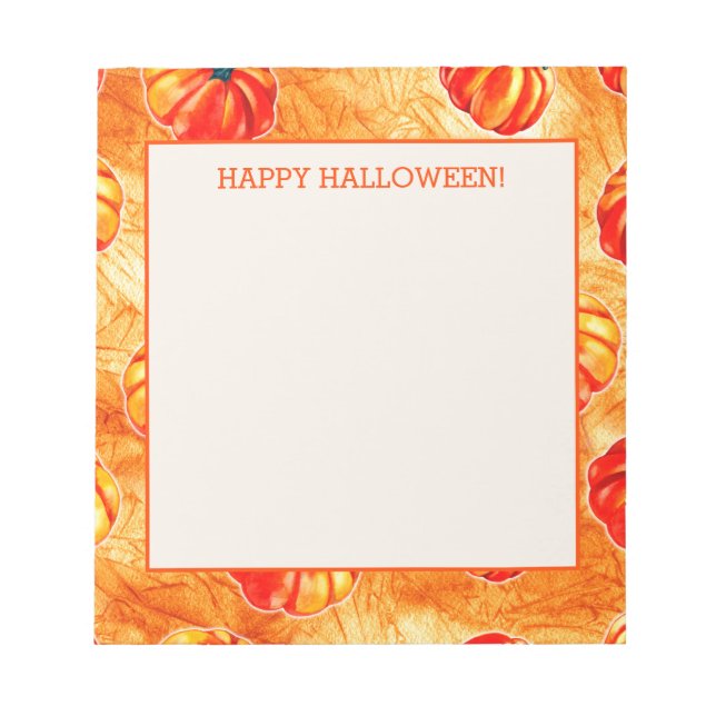Bloco De Notas Feliz Halloween Orange Pumpkins (Frente)