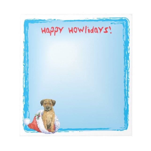 Bloco De Notas Feliz Howlidays Border Terrier (Frente)