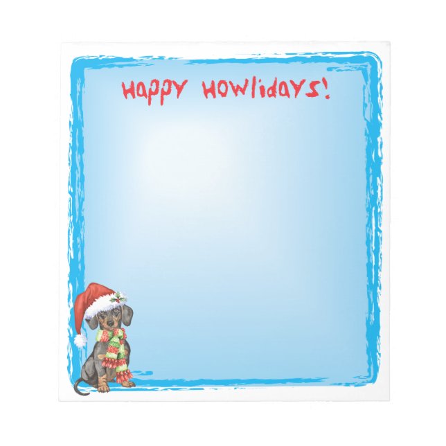 Bloco De Notas Feliz Howlidays Dachshund (Frente)