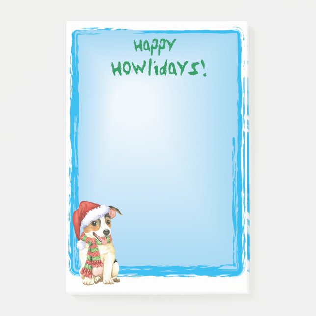 Bloco De Notas Feliz Howlidays Jack Russell Terrier Posta Notas (Frente)