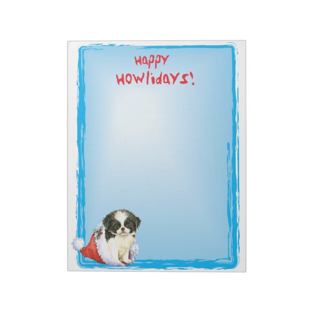 Bloco De Notas Feliz Howlidays Japanese Chin (Invertido)
