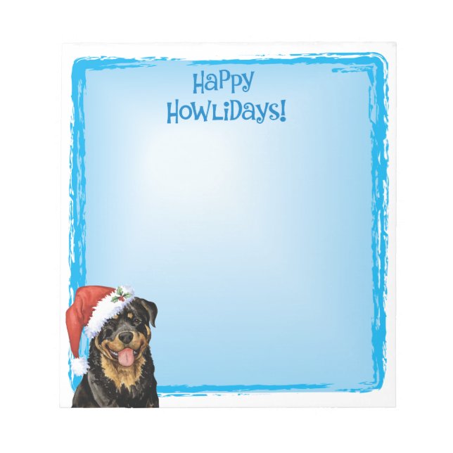Bloco De Notas Feliz Howlidays Rottweiler (Frente)
