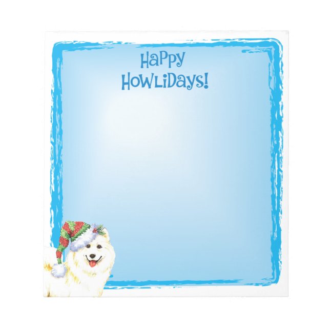 Bloco De Notas Feliz Howlidays Samoyed (Frente)