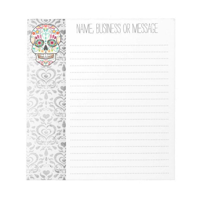 Bloco De Notas Feliz Muertos - Notepad Crânio De Açúcar Personali (Frente)