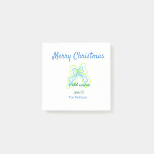 Bloco De Notas Feliz Natal arco verde azul adicione nome de famíl